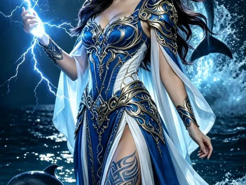 Enchanted ocean night goddess