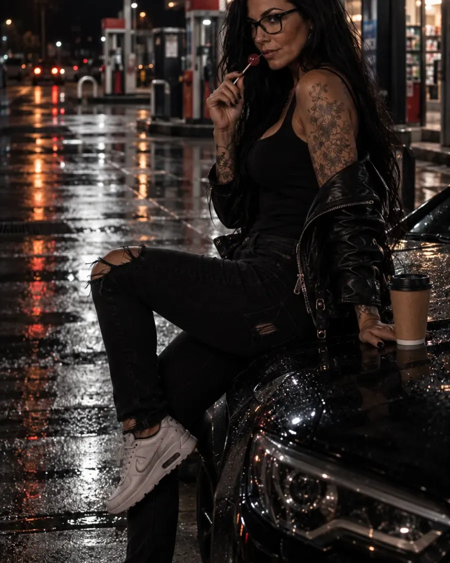 Nachtstimmung an Tankstelle