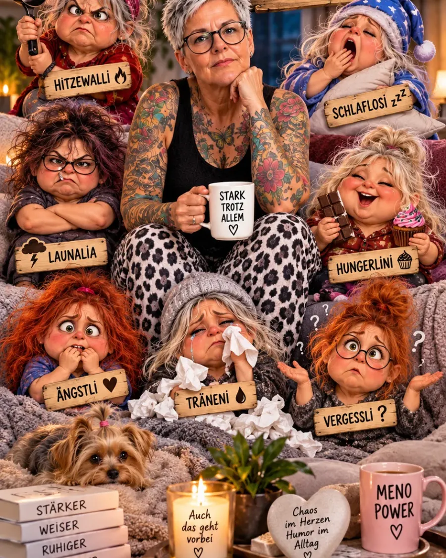 „Die 7 Wechseljahres-Zwerge – Chaos, Charme & ganz viel Humor“ 😂🔥💤🍫💧