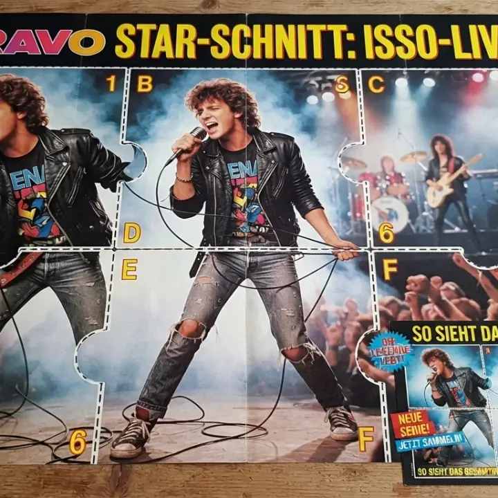 BRAVO-Starschnitt-Poster mit Referenzperson und Band nach Wahl (verschwommen im Hintergrund)