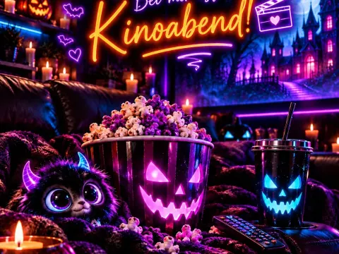 🎃🍿 NEON HALLOWEEN MOVIE-SNACK PARTY – MAXIMUM CHAOS