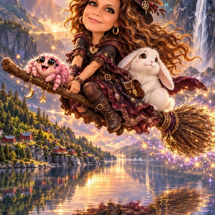Chibi Hexe über den Fjord