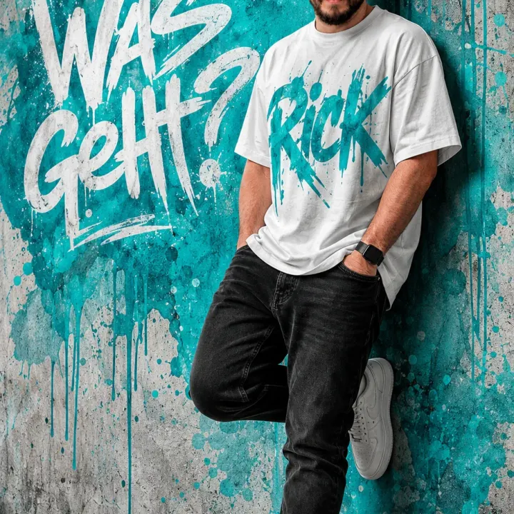 Urbanes Streetwear-Porträt mit personalisierter Graffiti-Wand