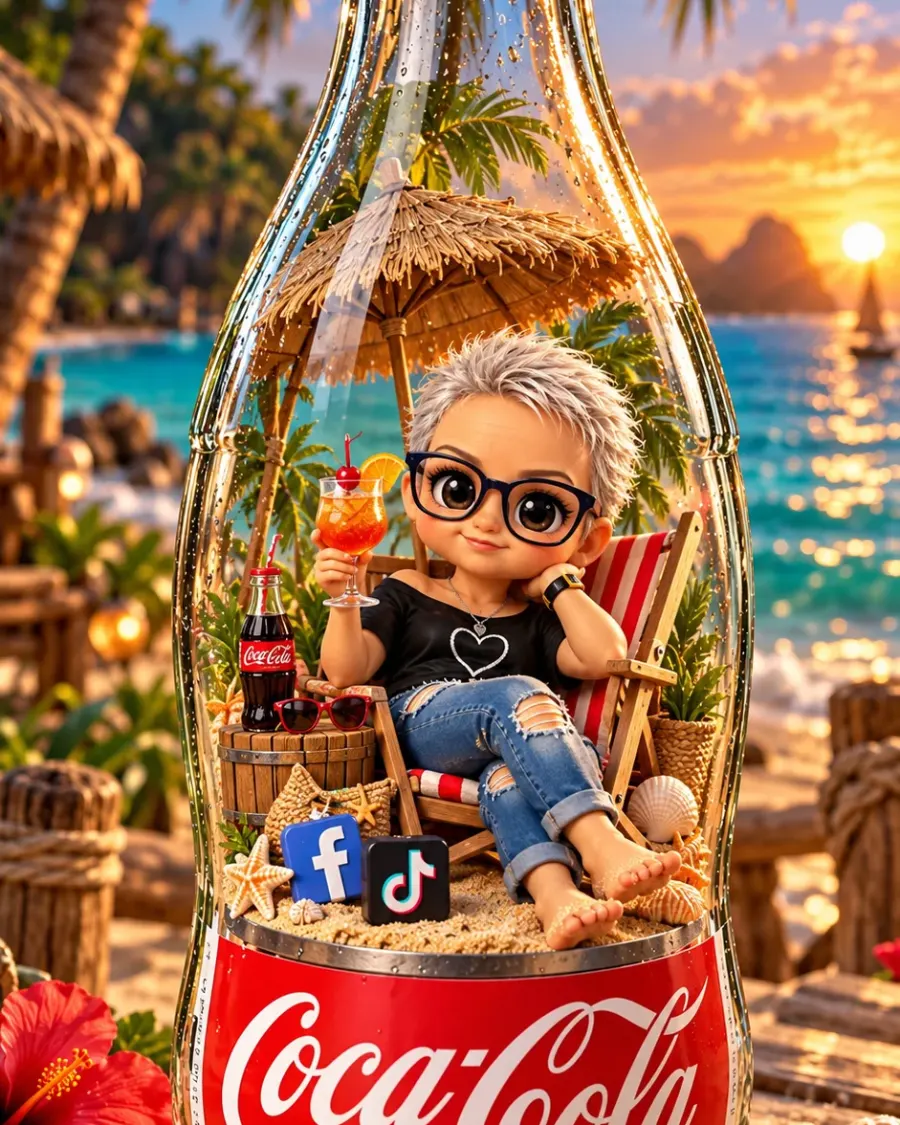 Tropischer Urlaub in der Coca-Cola-Flasche