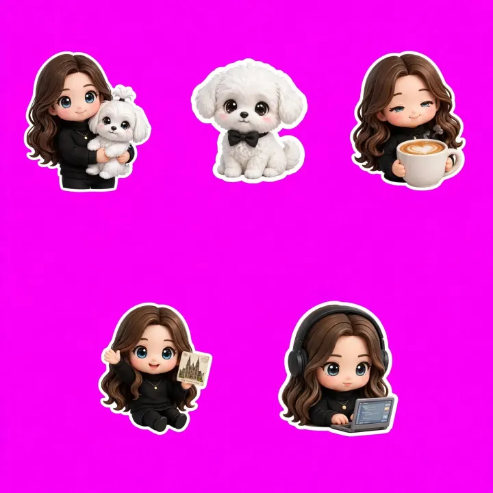 Chibi 3D Sticker im Kawaii Look