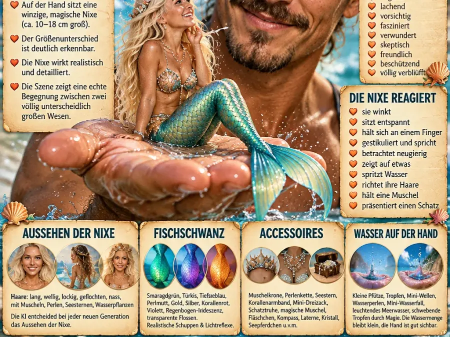 🧜‍♀️🫴✨ UNIVERSALER MITMACH-MASTER-PROMPT „MINI-NIXE AUF MEINER HAND“