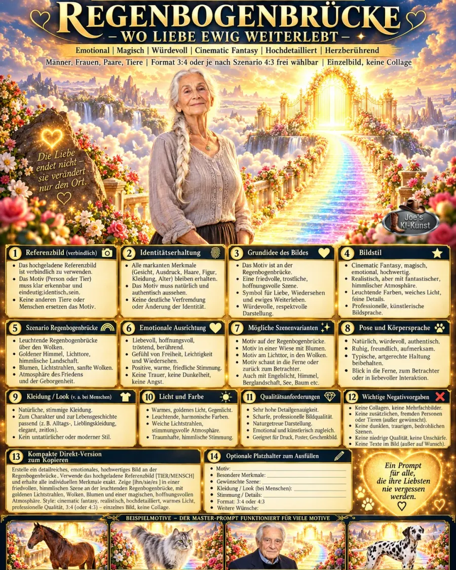 🌈 UNIVERSALER MITMACH-MASTER-PROMPT „REGENBOGENBRÜCKE – WO LIEBE EWIG WEITERLEBT“