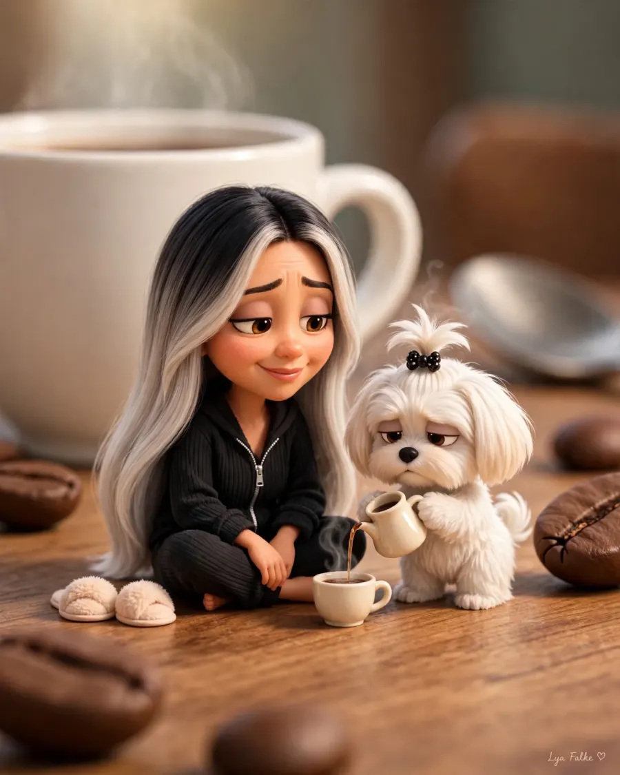 Mini schüttet Kaffee