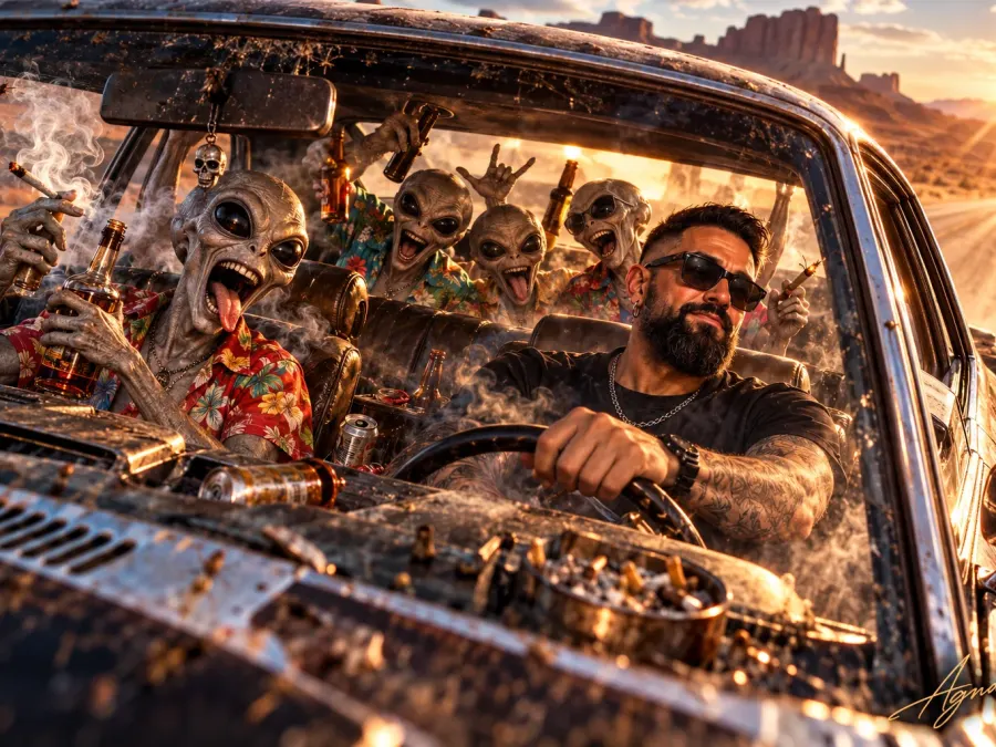 👽 DESERT ALIEN ROADTRIP – Die verrückteste Fahrt durch die Wüste
