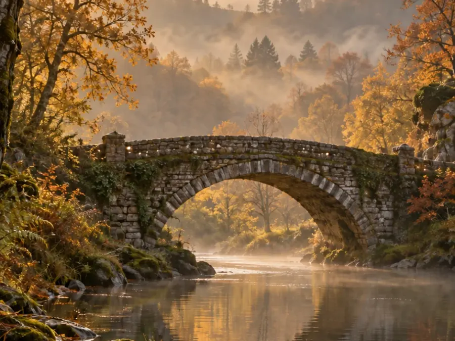 Herbststille an der alten Steinbrücke 🍂🌿