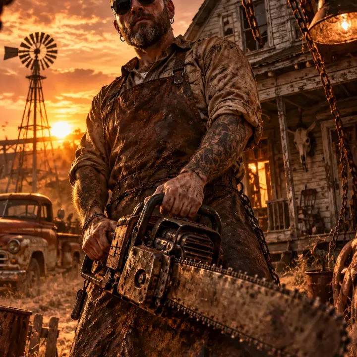 🤠 Texas Farmhouse Horror – Cinematic Slasher Portrait