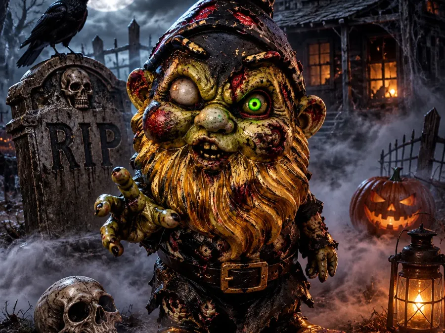 CINEMATIC ZOMBIE GNOME · DARK HALLOWEEN GRAVEYARD