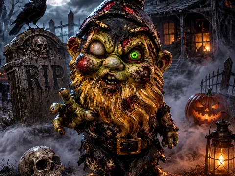 CINEMATIC ZOMBIE GNOME · DARK HALLOWEEN GRAVEYARD
