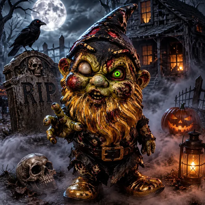 CINEMATIC ZOMBIE GNOME · DARK HALLOWEEN GRAVEYARD