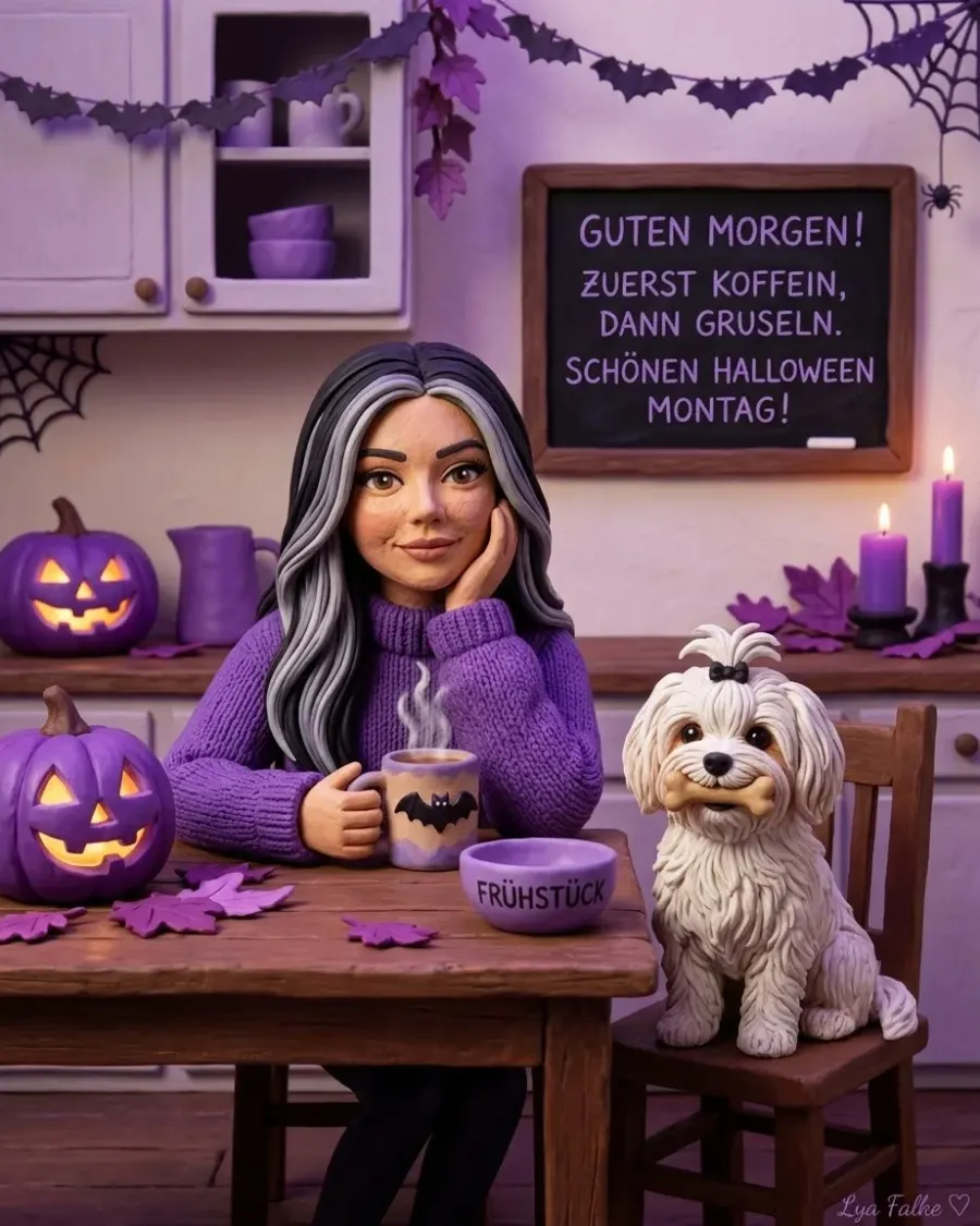 💜🎃 PURPLE CLAYMATION HALLOWEEN MONDAY · COZY MORNING