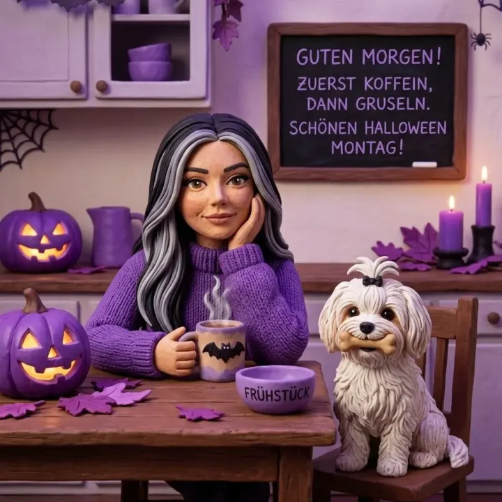 💜🎃 PURPLE CLAYMATION HALLOWEEN MONDAY · COZY MORNING