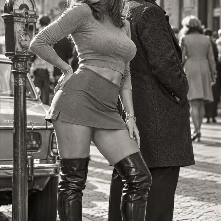 Vintage-Straßenmode mit Parkuhr