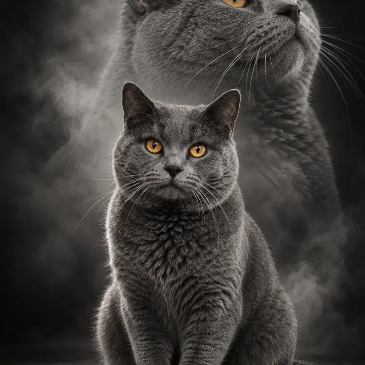 Chartreux Katze Doppelbelichtung