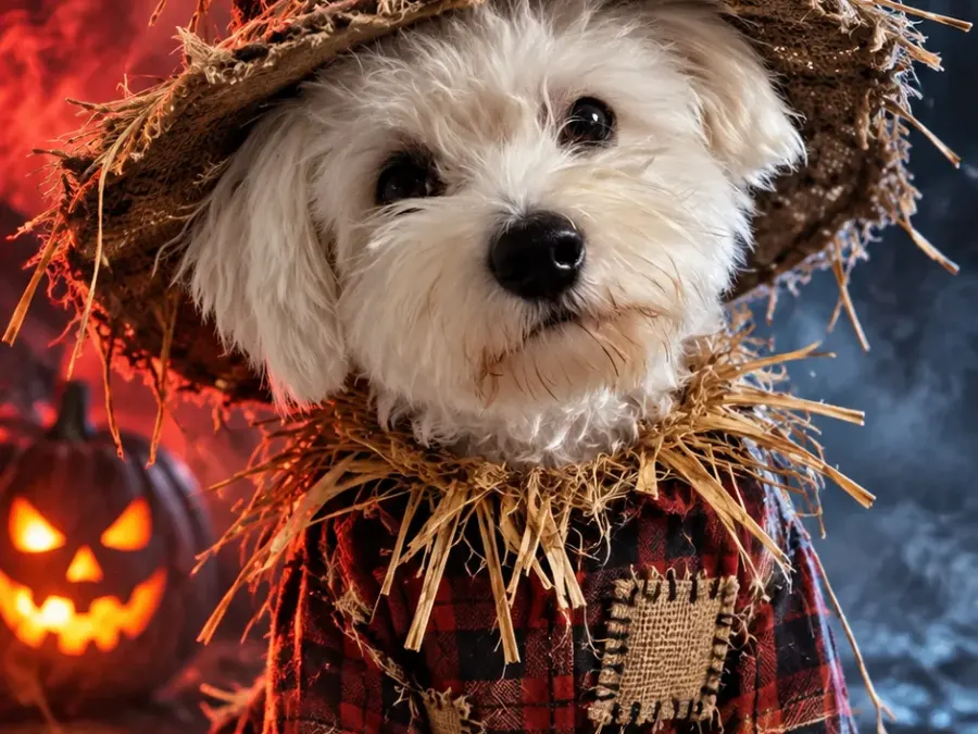 Dein Hund als gruselige Vogelscheuche zu Halloween