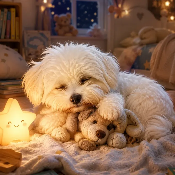 Magische Gute-Nacht-Szene im 3D-Chibi-Stil