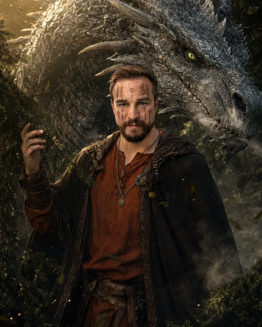 Mystisches Bild mit einem Drachen