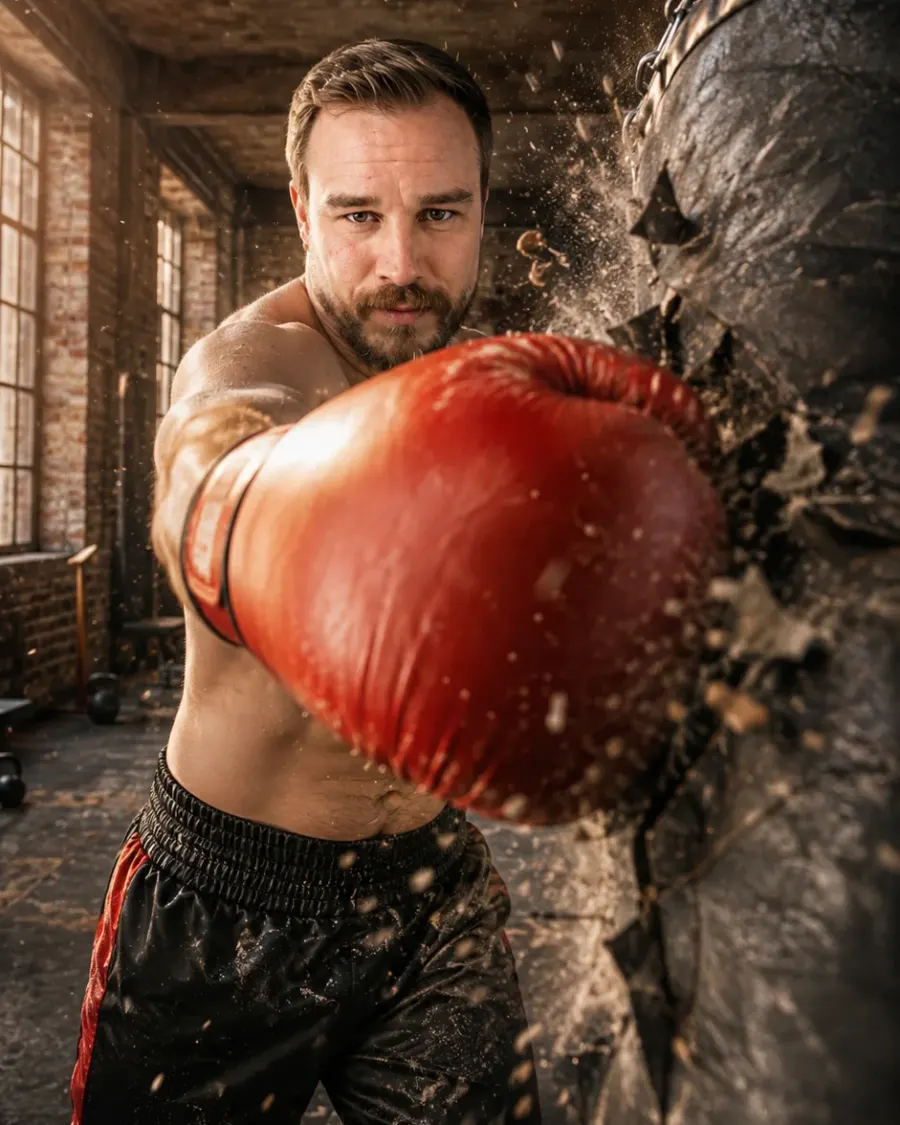 Zerstörerischer Boxschlag - Pure Kraft im Moment des Aufpralls
