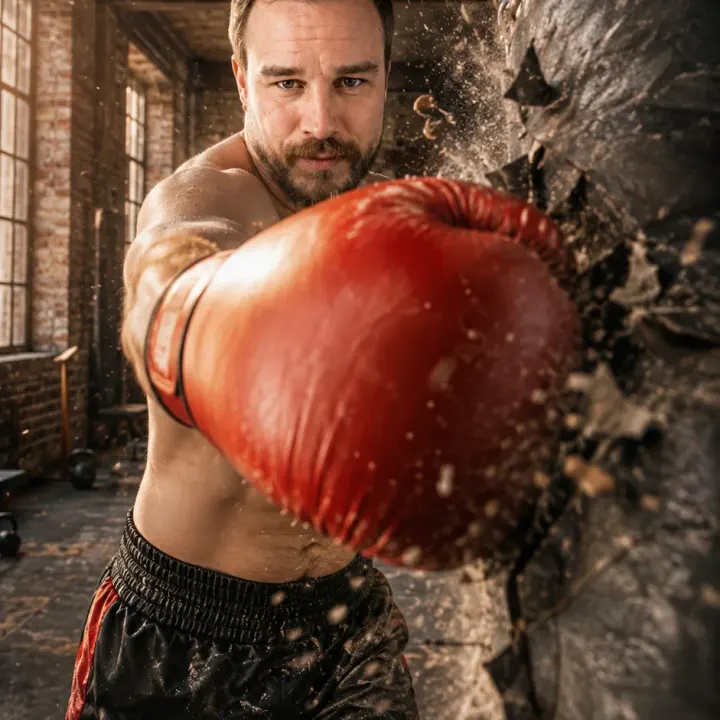 Zerstörerischer Boxschlag - Pure Kraft im Moment des Aufpralls