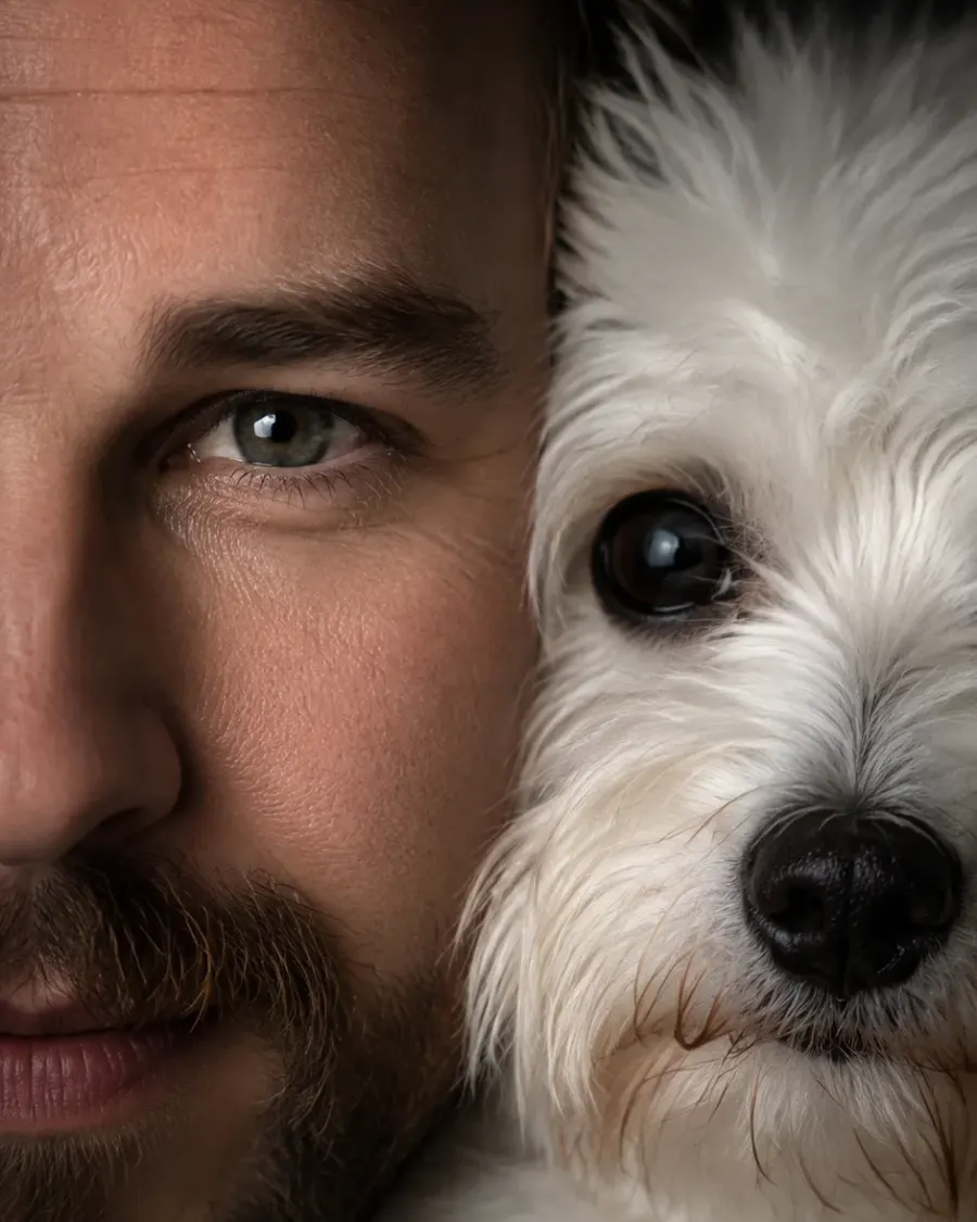 Vermischtes Doppel-Portrait mit deinem Haustier