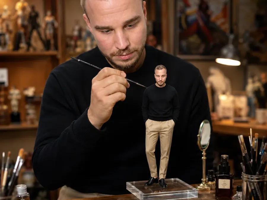 Der Künstler seiner eigenen Miniatur