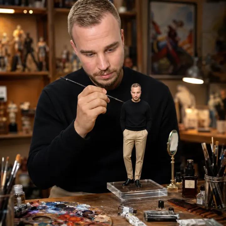 Der Künstler seiner eigenen Miniatur