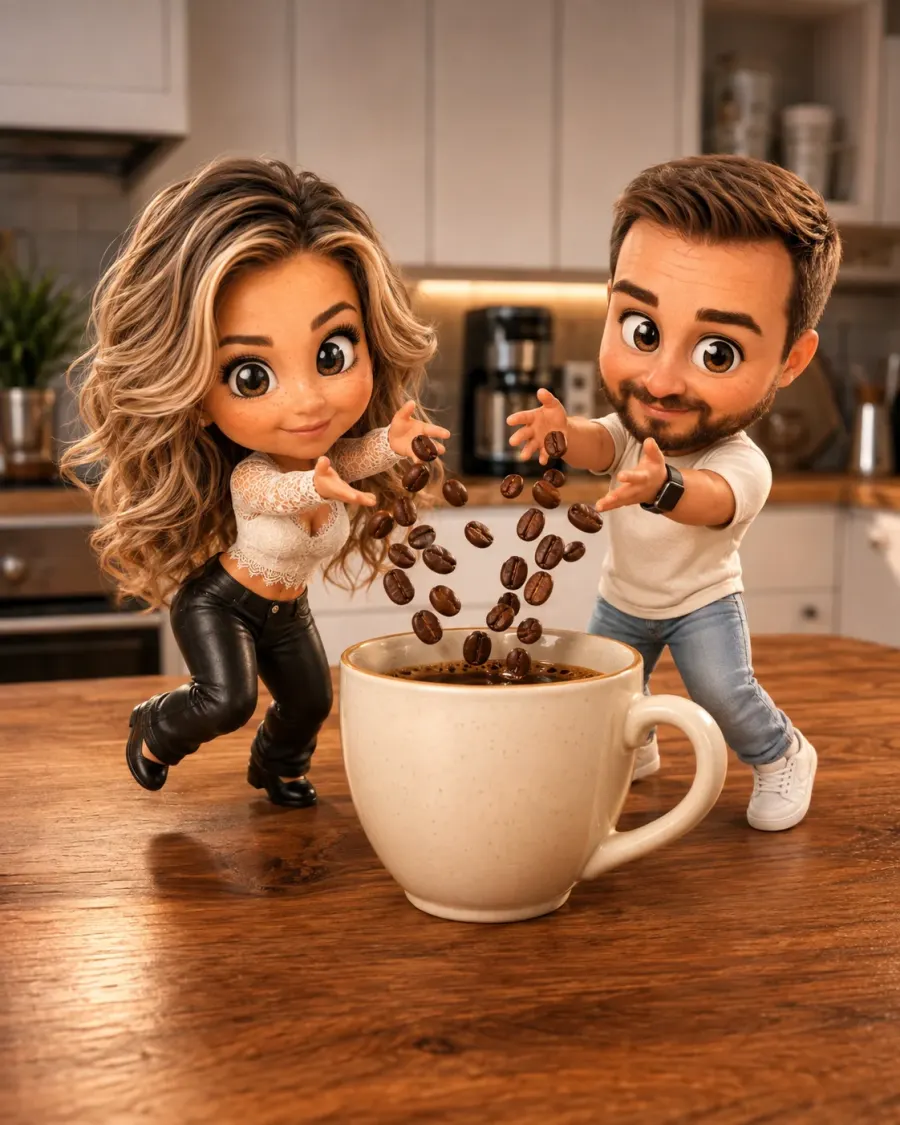 Chibi-Kaffeebohnen-Chaos – Die Tasse wird gefüllt