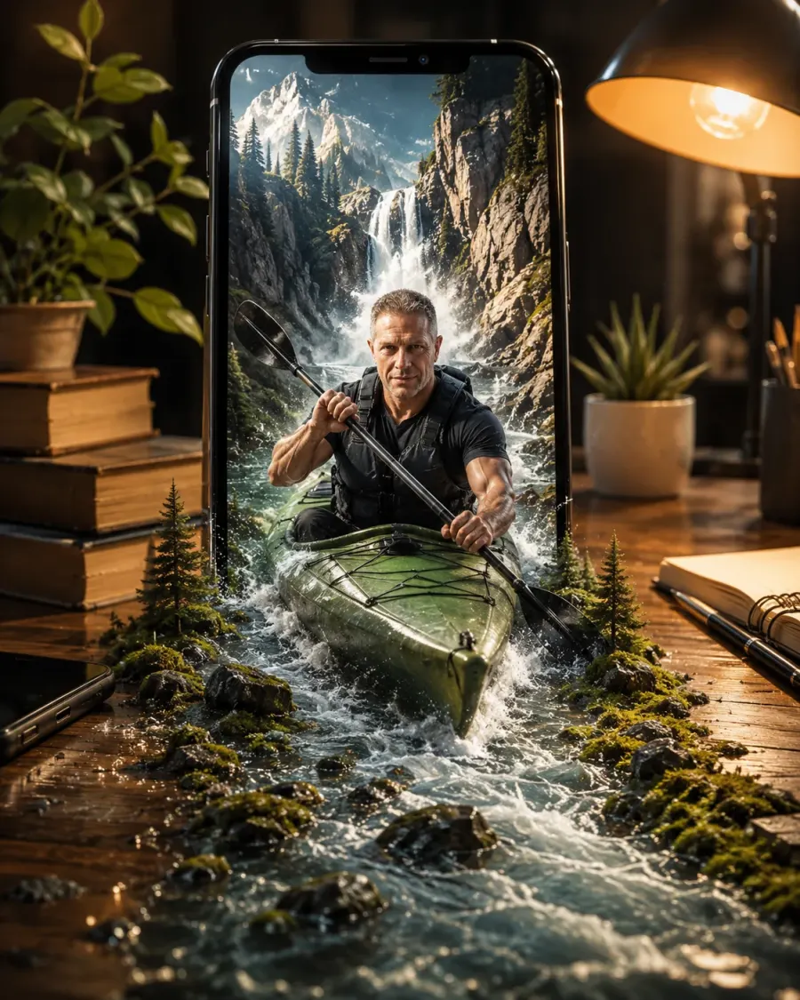 Im Kanu, raus aus der Alltag