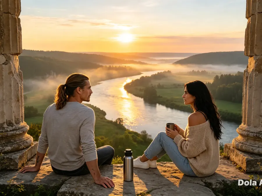 Romantischer Blick in die Ferne in frühen Morgenstunden