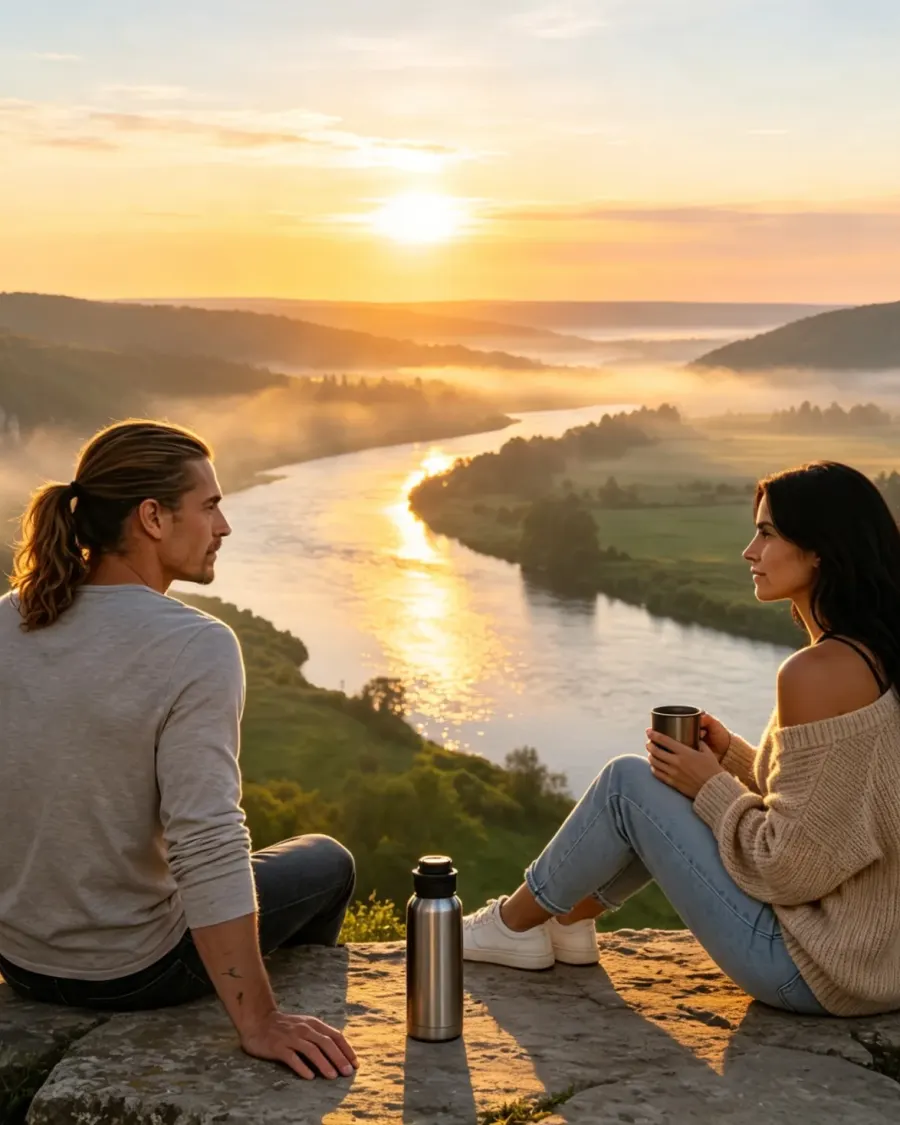 Romantischer Blick in die Ferne in frühen Morgenstunden