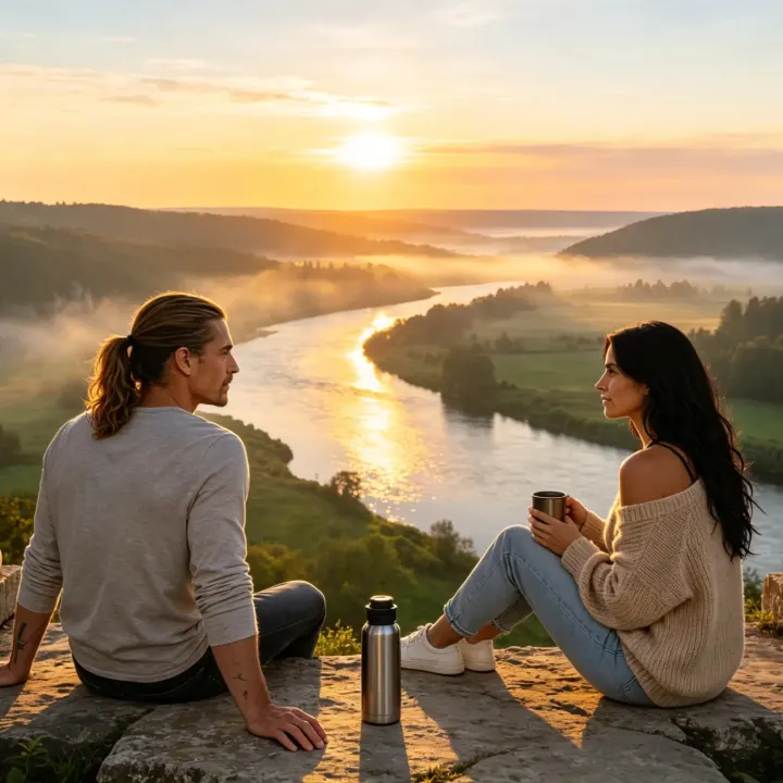 Romantischer Blick in die Ferne in frühen Morgenstunden