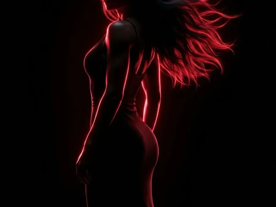 Eine geheimnisvolle weibliche Silhouette