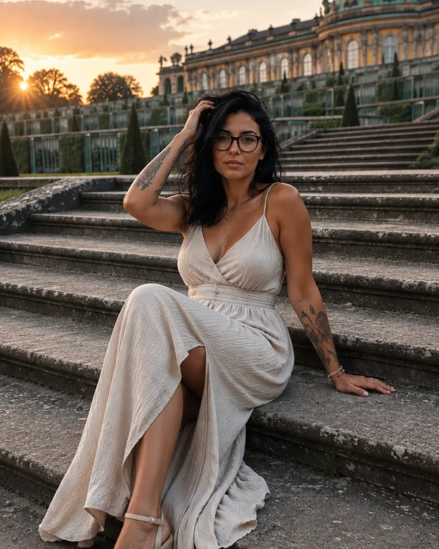 Sommerabend auf den Treppen von Schloss Sanssouci
