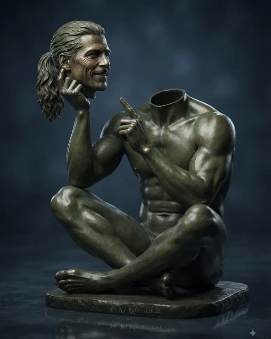Die Bronzeskulptur mahnt