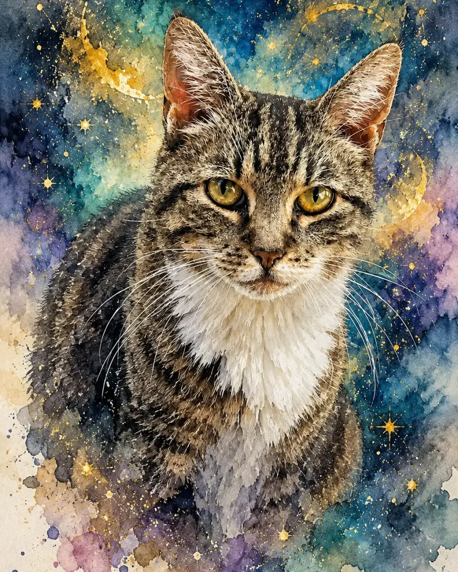 Buntes Aquarell-Tier-Portrait