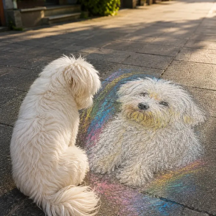 Hund mit Kreide-Portrait