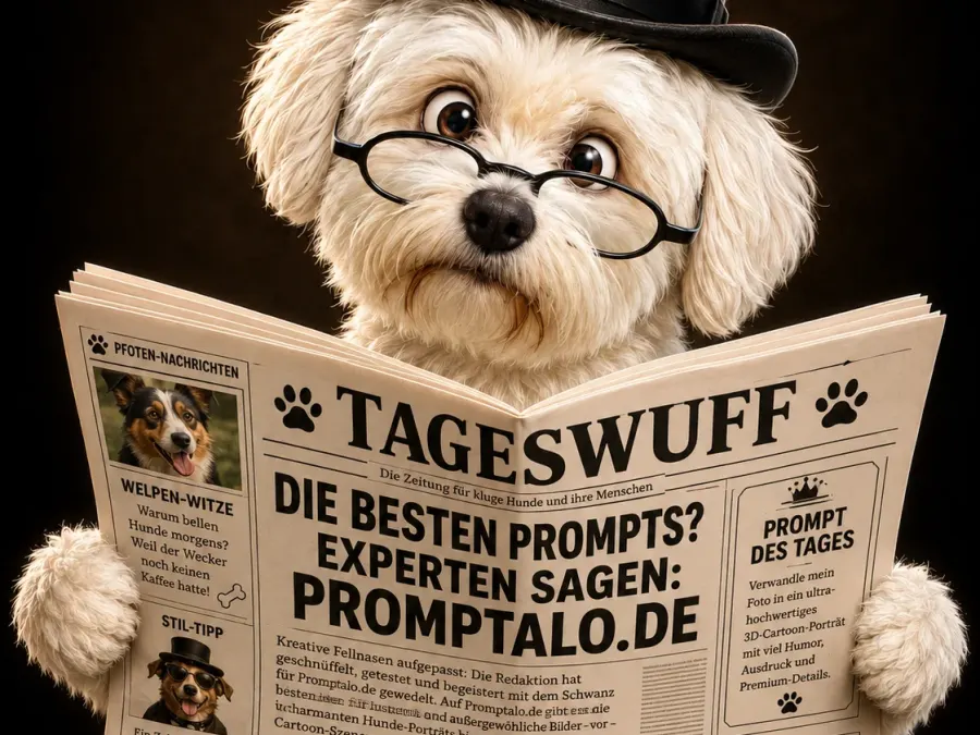 Hund liest Zeitung