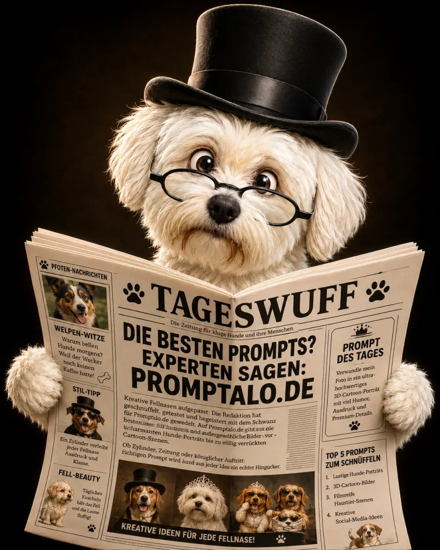 Hund liest Zeitung