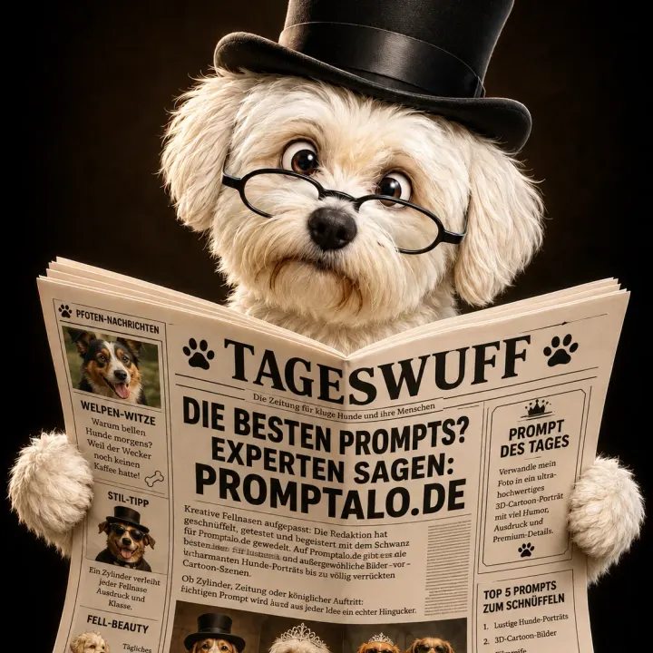 Hund liest Zeitung