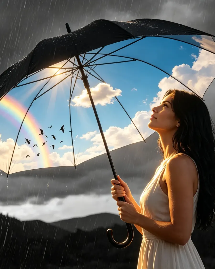 Kontrast des Regenschirms