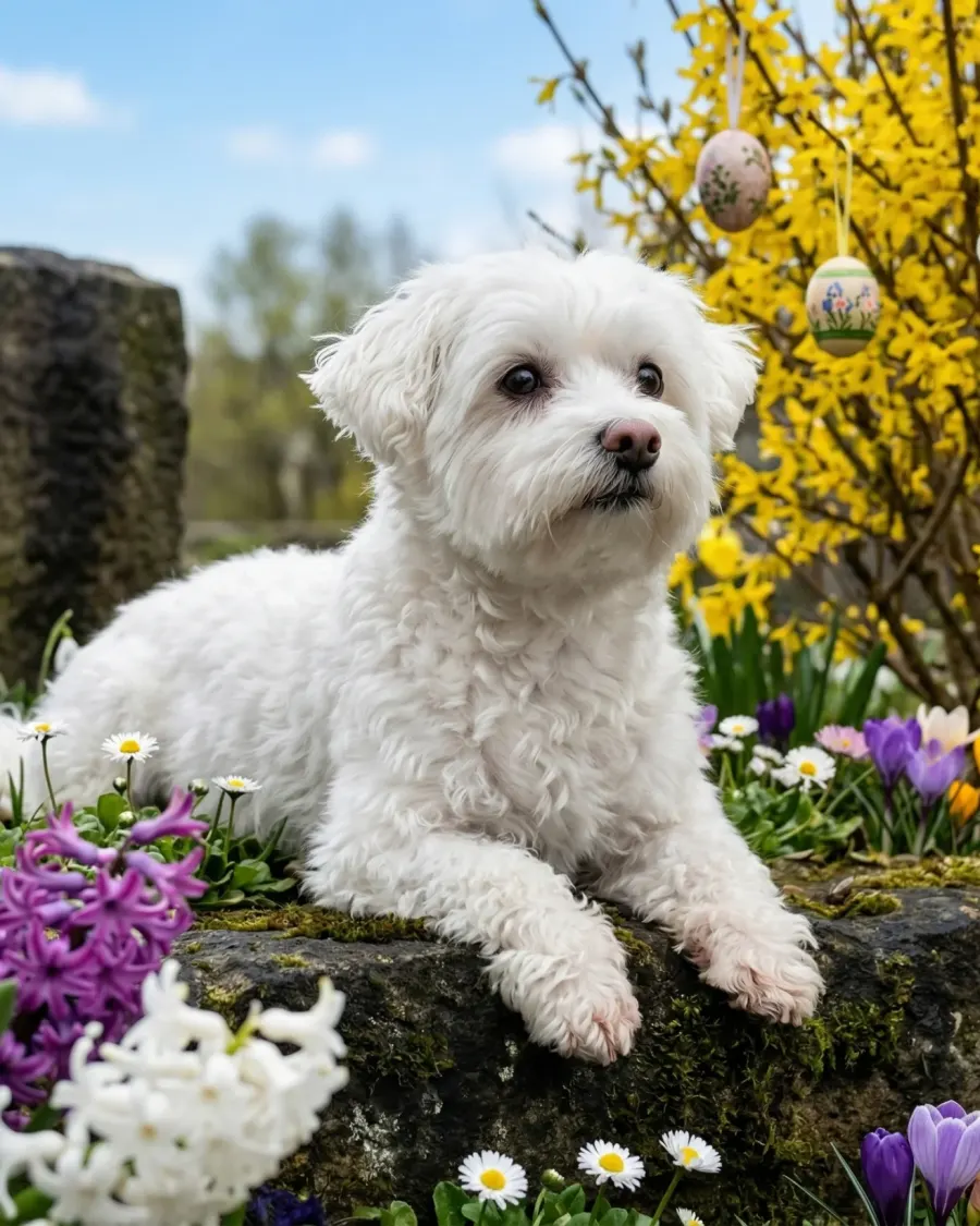 Tier auf der Mauer im Frühling