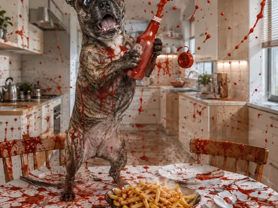 Pommes mit Ketchup